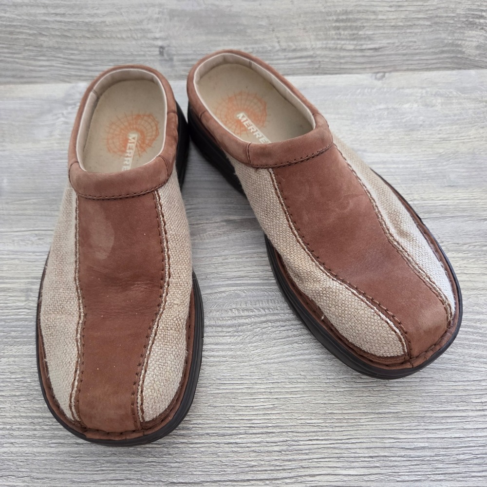 Merrell World Access Hemp Clog Brown Natural Map Sole Mens 9